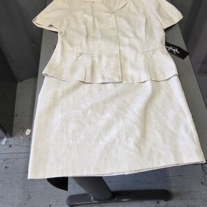 Womans Cream Two-Piece Skirt Suit